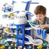 MSKOLER Airplane Toys for Toddlers 2-4 - Boy Toy Car Race Tracks for Kids Ages 3-5 with 8 Small Car Toys, Toddlers Educational Toy, Birthday Gifts for Boys 3-5 view 1