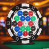 GlikCeil Casino Chip Holder 12.8'' Wall Mounted Display Case for 19 Poker Chips, Acrylic Display Frame for Coin Collectors and Supplies (Black and White, Round) view 1