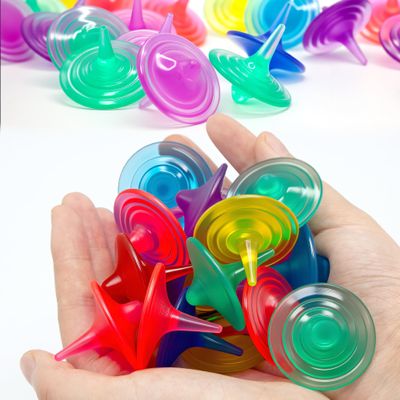 Zaleny 100 Pcs Clear Acrylic Spinning Tops Colorful Crystal Fidget Tops Gem Spinning Toys Bulk Gyros Spinners for Kids Gifts Prize Rewards