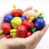 Zaleny 100 Pcs Fruit Spinning Tops Fun Wooden Spin Tops Classic Vintage Gyroscope Kids Gifts Class Rewards Kindergarten Toys view 2