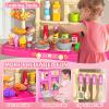MSKOLER Play Kitchen Playset, Girls Kitchen Toys for Ages 2-6 4-8 with Light, Sound and Spraying, Sink Toy Accessories, Cooking Stoves, Pretend Food for Toddlers 1-3 3-5 view 3