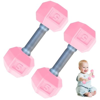 2 Pcs Baby Dumbbell, 1.8x4.7 Inch Silicone Mini Hand Weight for Toddlers Fitness Exercise Funny Sport Toys, Style 1