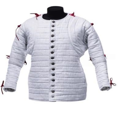 350N Medieval Gambeson Jacket  Quilted Cotton Padded Armor for HEMA, LARP & Reenactment  Arming Doublet with Button Closure & Tie Points. (XXL)