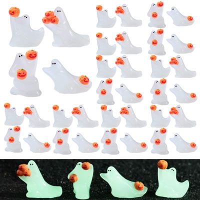 CGTQROVR 36Pcs Ghost Figurines Luminous Resin Halloween Miniatures Mini Halloween Decor for Hide and Seek DIY Gifts Landscape Decorations