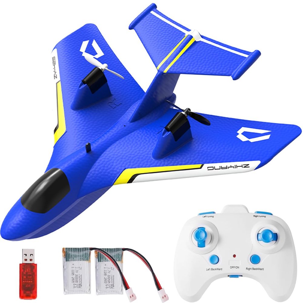 ANTSIR Remote Control Airplanes for Kids 2.4Ghz RC Water Plane Gifts for Boys Age 8-13 Year Old Easy to Fly Mini Glider with Gyro/Lights/2 Batteries Cool Toys for Birthday Christmas (Blue)