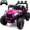 24V Ride on Toys for Kids 3-8 Years with Remote Control & EVA Rubber Tires, 4WD/2WD Switchable, 5MPH Electric Car for Kids with 4 Spring Suspension, Bluetooth, Purple & Pink view 1