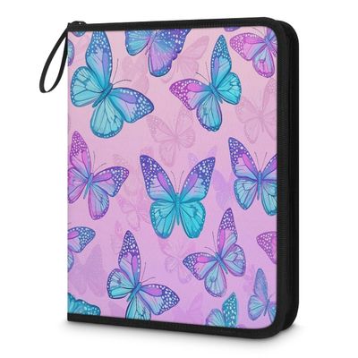 Kuquteed Blue Butterfly Trading Card Binder 9 Pocket 900 Cards Holder Collector Album with 50 Removable Sleeves Gifts for Boys Girls Purple Butterflies Sports Game Cards