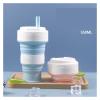 10pcs 550ML Foldable Silicone Water Cup, Collapsible Travel Cup For Outdoor Camping Hiking, Leak-Proof Reusable Drinking Cup For Coffee Tea Office Gym(D 10PCS) view 2