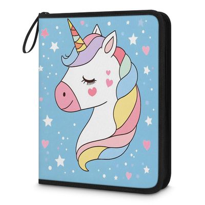 Kuquteed Colorful Unicorns Trading Card Binder 9 Pocket 900 Cards Holder Collector Album with 50 Removable Sleeves Gifts for Boys Girls Rainbow Stars Sports Game Cards