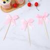 12 Pcs Bow Cupcake Toppers Pink Bow Cake Toppers Mini Bowknot Cupcake Decorations Picks for Wedding Bridal Shower Engagement Birthday Party Decor view 2