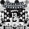 13th Birthday Decorations for Boys, 45Pcs Black White Official Teenager Decorations Include Happy 13th Birthday Backdrop Hanging Swirls 32inch 13 Foil Balloons for Boy Girl Birthday Decor  view 1
