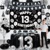13th Birthday Decorations for Boys, 45Pcs Black White Official Teenager Decorations Include Happy 13th Birthday Backdrop Hanging Swirls 32inch 13 Foil Balloons for Boy Girl Birthday Decor  view 4