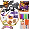 Halloween Modeling Air Dry Clay for Kids,Blingbrione Pumpkin Skull Candy Dough DIY Kits for Girls Boys, Arts and Craft Holiday Party Supplies,7 Colors Clay with 7 Sculpting Tools view 1
