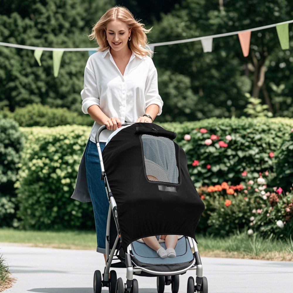 Stroller Sun Shade for Baby, Breathable Sun Protection Pushchair Canopy with Skylight Lightweight Pram Parasol Easy to Assemble for Stroller (with Skylight)