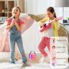 JYX Mini Karaoke Machine for Kids Adults, Portable Bluetooth Speaker with 1 Microphones, Support TF/AUX Input/4 Funny Magic Voice (Pink-1 Mic) view 3