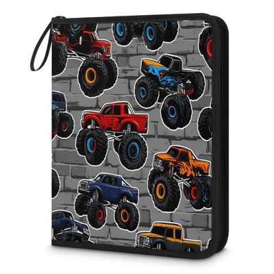 Kuquteed Colorful Monster Truck Trading Card Binder 9 Pocket 900 Cards Holder Collector Album with 50 Removable Sleeves Gifts for Boys Girls Gray Wall Cars Sports Game Cards