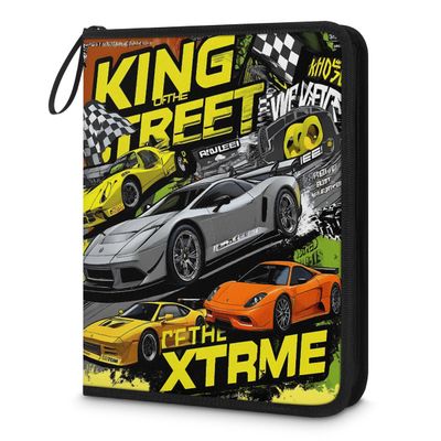 Kuquteed Race car Trading Card Binder 9 Pocket 900 Cards Holder Collector Album with 50 Removable Sleeves Gifts for Boys Girls Graffiti Racing Sports Game Cards