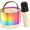 JYX Mini Karaoke Machine for Kids Adults, Portable Bluetooth Speaker with 2 Microphones, Support TF/AUX Input/4 Funny Magic Voice (Ivory White-1 Mic) view 1
