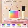 JYX Mini Karaoke Machine for Kids Adults, Portable Bluetooth Speaker with 2 Microphones, Support TF/AUX Input/4 Funny Magic Voice (Ivory White-1 Mic) view 4
