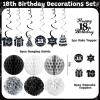18th Birthday Decorations for Boys Girls, Black 18th Birthday Supplies Include Time To Adult Banner Happy 18th Birthdays Backdrop Cake Topper for 18 Year Old Birthday Decor view 3