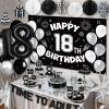 18th Birthday Decorations for Boys Girls, Black 18th Birthday Supplies Include Time To Adult Banner Happy 18th Birthdays Backdrop Cake Topper for 18 Year Old Birthday Decor view 4