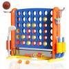 Giant 4-in-A-Row Connect Game Set, Adjustable Height Jumbo Yard Game with Golf, Basketball Hoop, Ring Toss & Mesh Pocket, Indoor & Outdoor Yard Connect Game for Kids Adults Family view 1