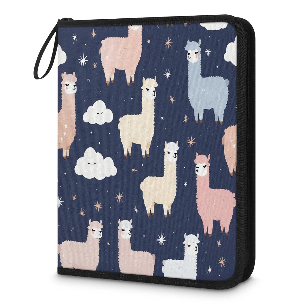 Kuquteed Cartoon Alpaca Trading Card Binder 9 Pocket 900 Cards Holder Collector Album with 50 Removable Sleeves Gifts for Boys Girls Sheep Clouds Sports Game Cards
