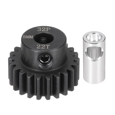 MECCANIXITY Steel 32P Gear Set with Gear Adapter 22T 5mm Shaft Motor Gears for RC Vehicles Truck Drift Car Part, Black