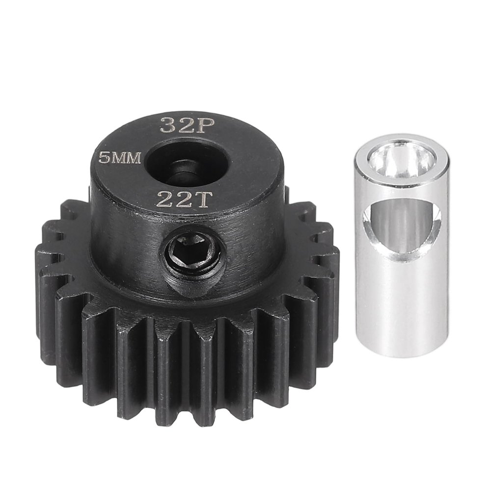 MECCANIXITY Steel 32P Gear Set with Gear Adapter 22T 5mm Shaft Motor Gears for RC Vehicles Truck Drift Car Part, Black