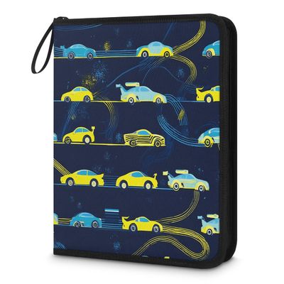 Kuquteed Race Cars Trading Card Binder 4 Pocket 400 Cards Holder Collector Album with 50 Removable Sleeves Gifts for Boys Girls Racing Sports Game Cards