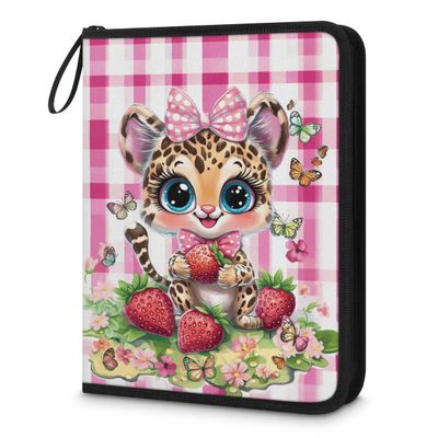 Kuquteed Cute Tiger Trading Card Binder 9 Pocket 900 Cards Holder Collector Album with 50 Removable Sleeves Gifts for Boys Girls Butterfly Strawberry Sports Game Cards