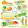 Coogam Wooden Musical Instruments for Toddlers, Tambourine Xylophone Castanet Flute Maracas Playset, Wood Percussion Rhythm Music Toy, Montessori Educational Learning Gift view 3