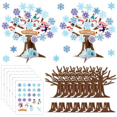 30 Sets Snowflakes Tree DIY Craft Kit Make Your Own Winter Snowflake Tree Snowman Penguin Trees Ornaments DIY Christmas Craft Supplies for Home Classroom Fun Activities Christmas Party Favor Supplies