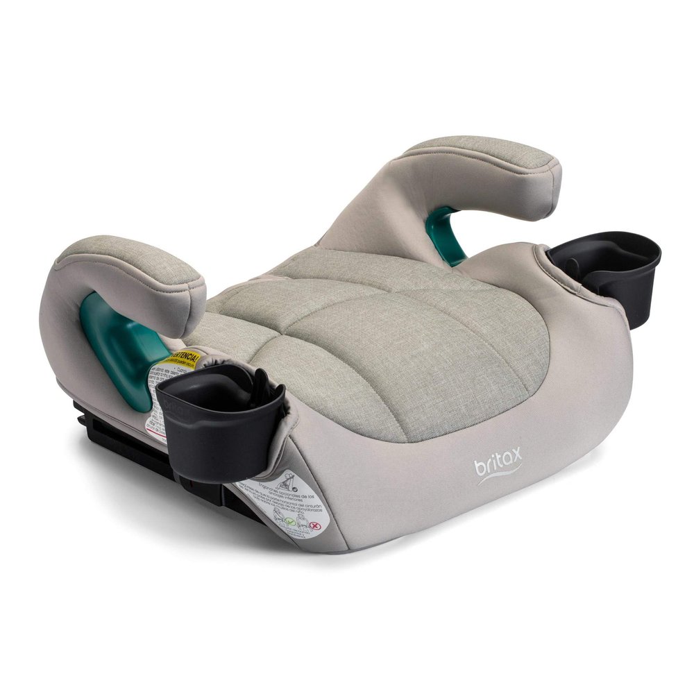 Britax UpNGo Click Backless Booster Car Seat with Rigid Latch, Lightweight and Portable Travel Booster with Slim Design and PosturePlus, Accommodates Kids up to 120 Lbs and 63 Parchment