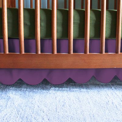 100% Microfiber Scalloped Crib Skirt 28"x 52" with 16" Inch Drop Lenght with 4 Split Corners for Baby Boys Girls Soft Nursery Toddler Bed Skirt - Plum Solid
