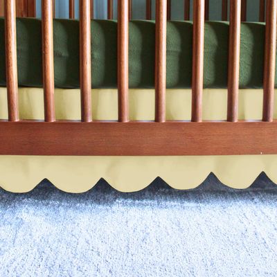 100% Microfiber Scalloped Crib Skirt 28"x 52" with 14" Inch Drop Lenght with 4 Split Corners for Baby Boys Girls Soft Nursery Toddler Bed Skirt - Ivory Solid