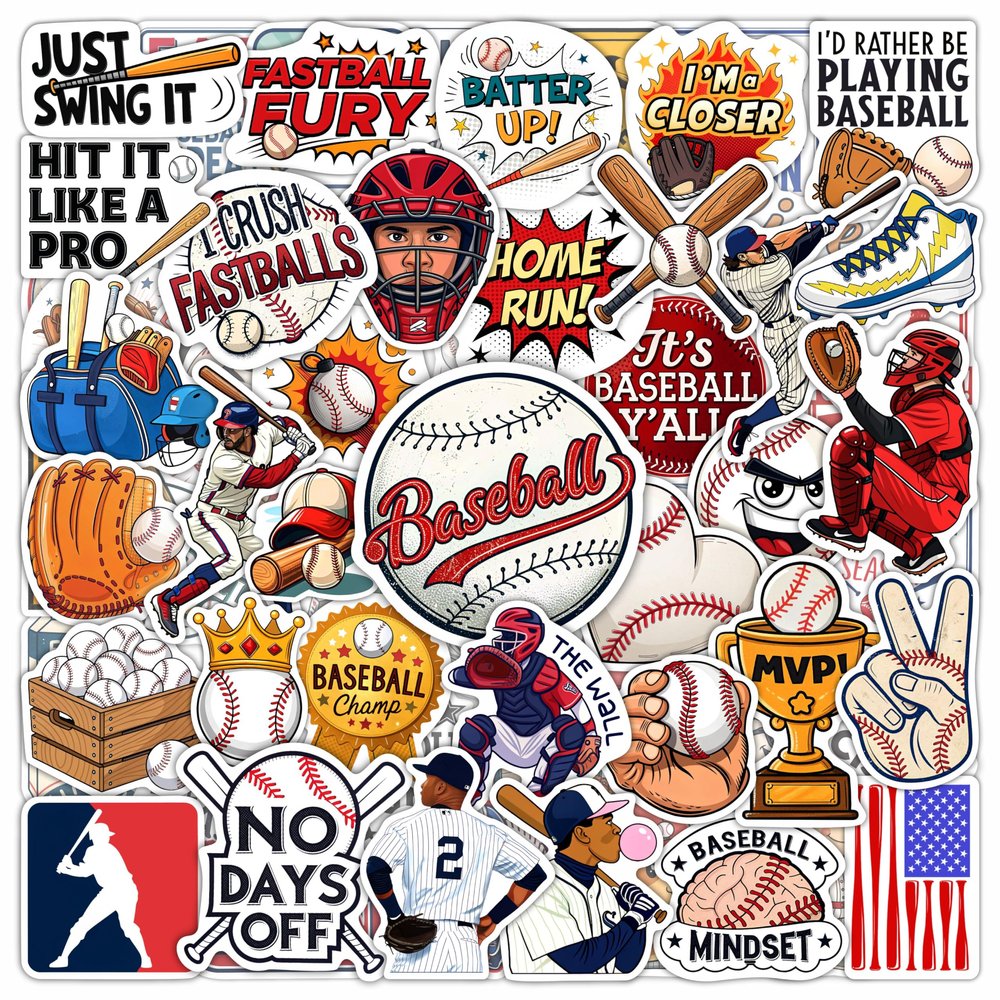 100Pcs Baseball Stickers for Water Bottles - Baseball Gifts, Party Supplies & Decorations - Sport Stickers - Gift for Women & Men
