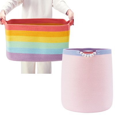 65L Pink Laundry Hamper Baby Laundry Basket for Girls kids Nursery Hamper for Clothes