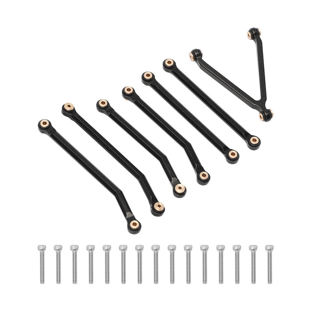 1/24 RC Car Chassis Link Rod, Wear Resistant Aluminum Alloy Pull Rods, High Accuracy Replacement for LWB 133.7mm Axial SCX24 RC Car (Black)
