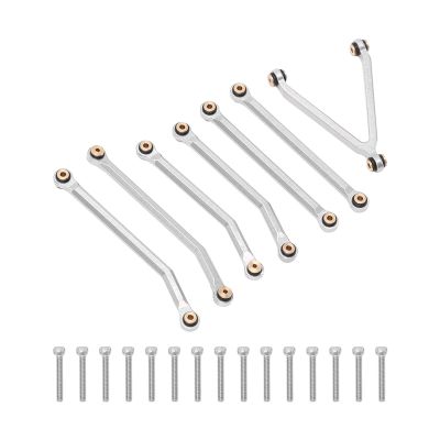 1/24 RC Car Chassis Link Rod, Wear Resistant Aluminum Alloy Pull Rods, High Accuracy Replacement for LWB 133.7mm Axial SCX24 RC Car (Silver)