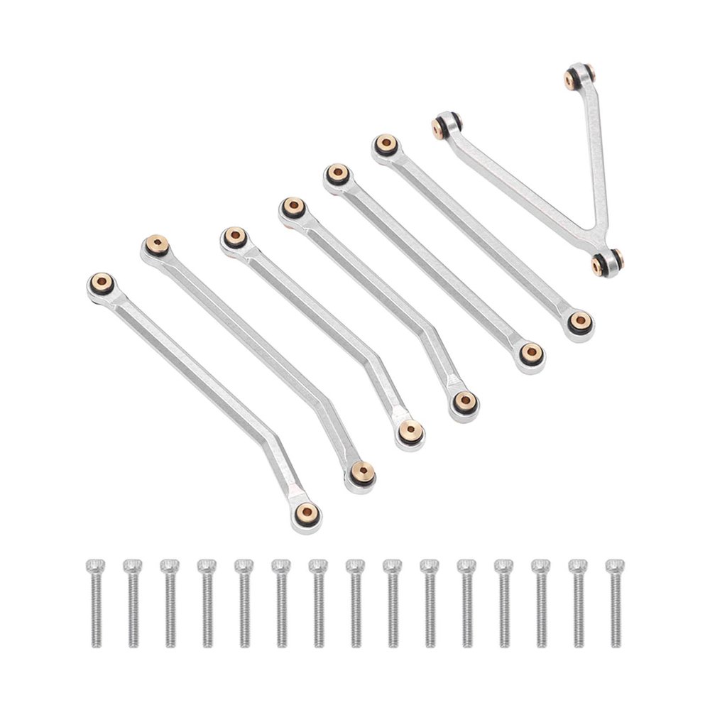 1/24 RC Car Chassis Link Rod, Wear Resistant Aluminum Alloy Pull Rods, High Accuracy Replacement for LWB 133.7mm Axial SCX24 RC Car (Silver)