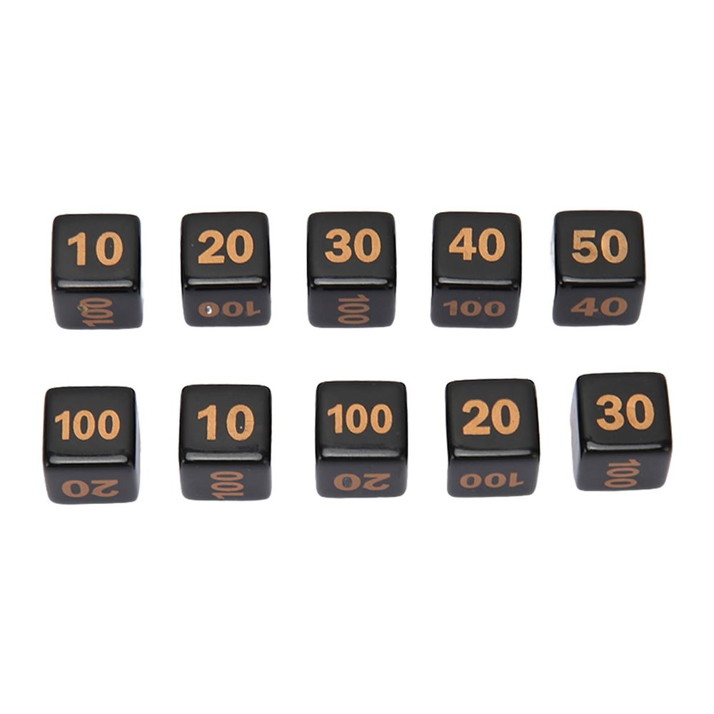 10Pcs Dice Set Plastic Right Angle 6 Sided Numbers Dice for Game Desktop Education Black for Board Games and Math Games Durable Lightweight Easy to Carry Ideal Gift for Kids and