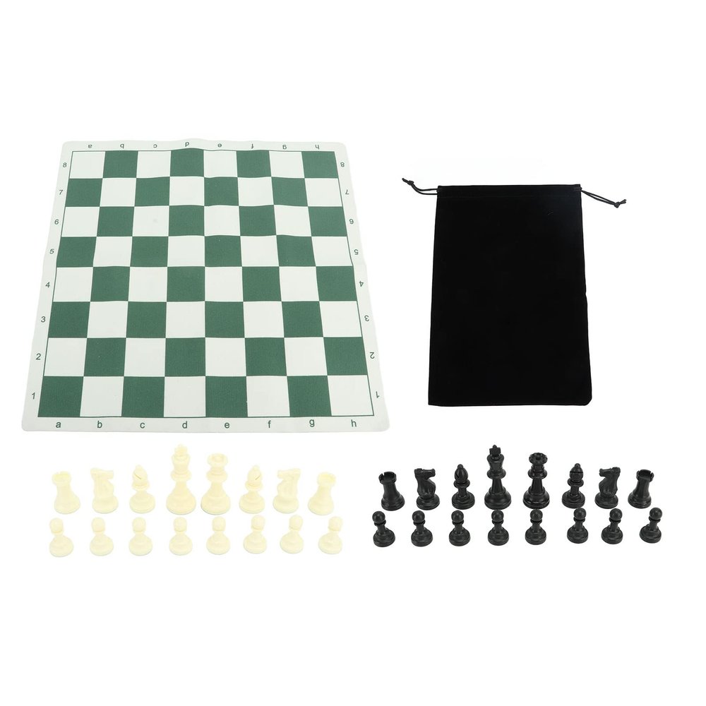 Chess Set PS Plastic for Kids Adults with PU Mat Storage Bag International Board Game