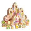 100x Wooden Building Blocks Early Education Toy Visual Perception DIY Letter Number Shape Gifts for Kids, Bag Packaging view 1