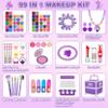 99 Pcs Kids Makeup Kit for Girls, Princess Toys Real Washable Cosmetics Set with Mirror, Hair Ties, Nails, Rings, Earrings, Necklace, Perfect for 3 4 5 6 7 8 Year Old Girls Birthday view 2