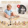 Joyreal Wooden Busy Board Montessori Toys for Toddlers, Sensory Activity Board with LED Lights, Music Box & Locks, Educational Learning Toy Gifts for Boys and Girls view 4