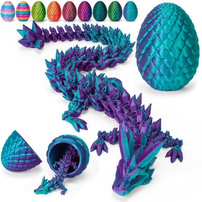 TBOLINE 12" 3D Printed Dragon Egg, Cool 3D Printer Articulated Crystal Dragon Toys for Kids, Surprise Animals Figurines Fidget Dinosaur Eggs Toys for Boys Kids Teen 5-7 4-6 8-12