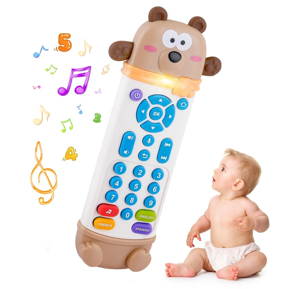 Baby Remote Control Toy with Music and Light - On The Go Remote - Toddler Early Education Learning Toys & Gifts for Boys & Girls Ages 18 Months+ (Bear)
