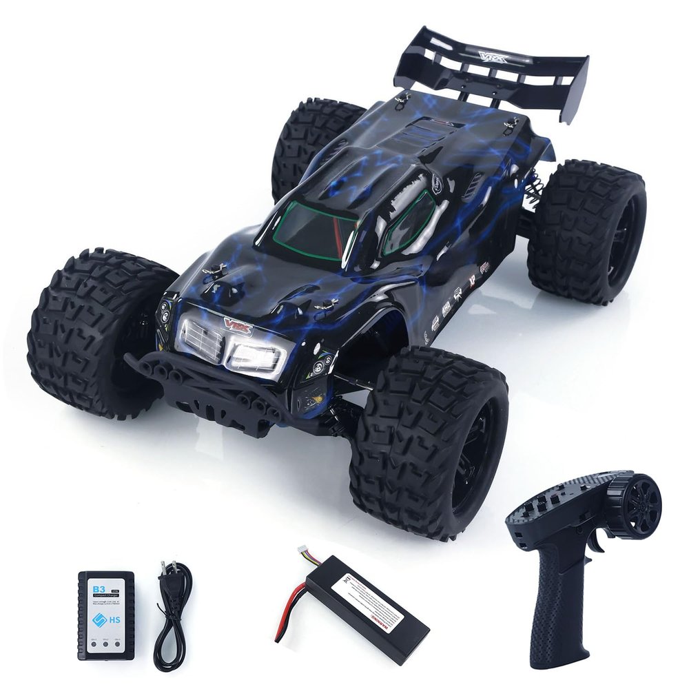 wheelfun RH818 1/8 Remote Control Electric Racing Buggy AWD RC Model Hydraulic Shock Absorber 3660 Brushless Motor Flysky Radio Hobby Grade Model for Adult(Blue Stripe)