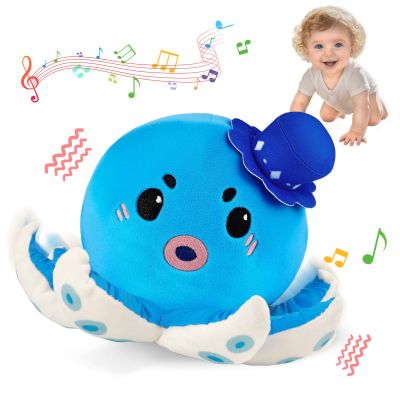 Baby Musical Toy for 6-12 Months, Rechargeable Crawling Octopus Plush with 40 Songs & Voice Recording  Interactive Tummy Time Toy, Soft Sensory Toy for Toddlers 1-3, Baby Gifts for 1 Year Old